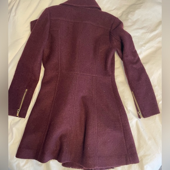 Women’s Maroon Pea Coat - Picture 2 of 4